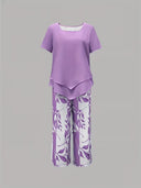 Avy™ | Casual Two-Piece Set with Leaf Print