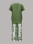 Avy™ | Casual Two-Piece Set with Leaf Print