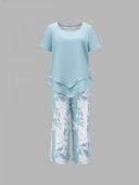 Avy™ | Casual Two-Piece Set with Leaf Print