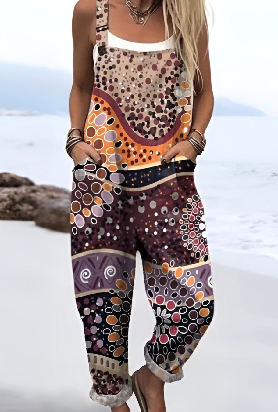 Thilde™ | Boho Art Drape Dungarees