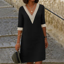Élise – Elegant Midi Dress with V-Neck