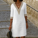 Élise – Elegant Midi Dress with V-Neck