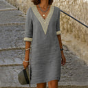 Élise – Elegant Midi Dress with V-Neck