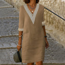 Élise – Elegant Midi Dress with V-Neck