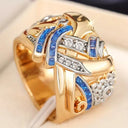 Selene | Luxe Middle East KC Wide Floral Ring with Blue Zirconia Insert