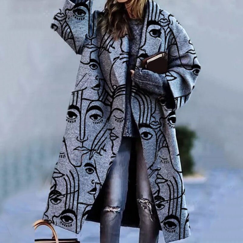 Timeless Women's Wool Coat with Notched Collar and Button Closure | Ideal for Autumn/Winter