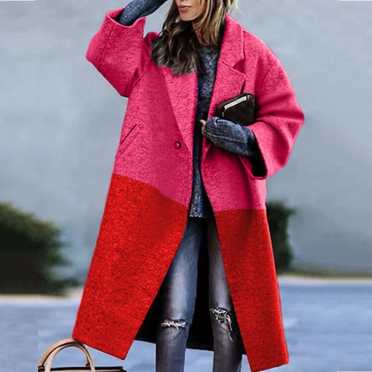 Timeless Women's Wool Coat with Notched Collar and Button Closure | Ideal for Autumn/Winter